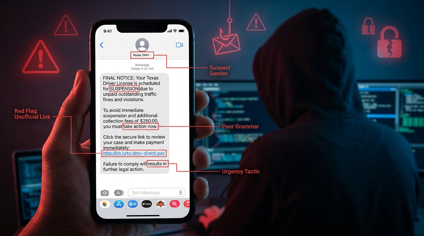 Texas DMV Text Scam: Fake Messages, Red Flags & How to Stay Safe ...